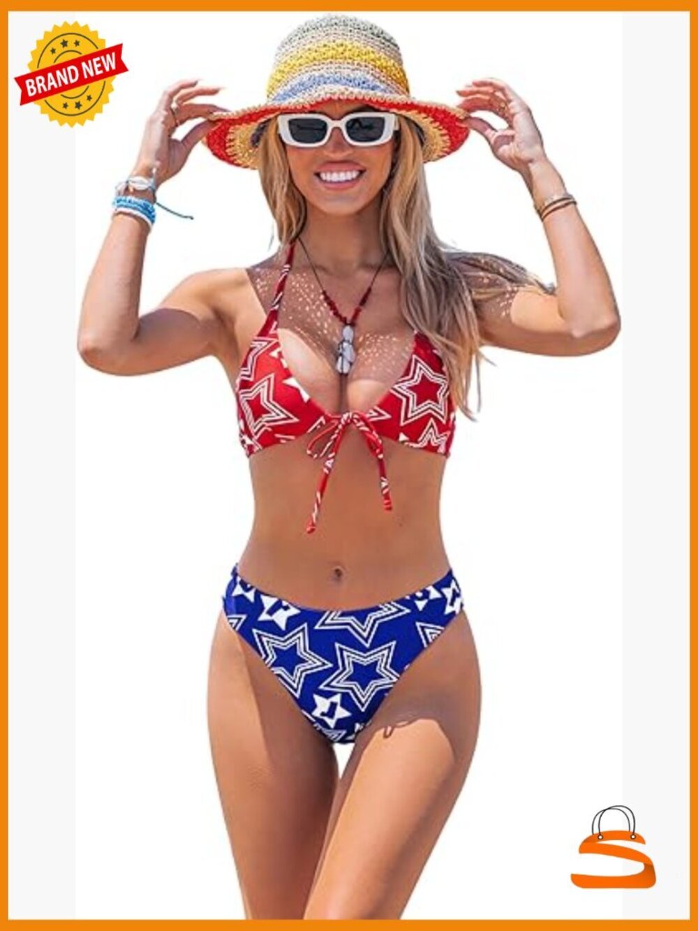 Reversible V Neck Halter Bikini Set Mid Rise Cheeky Bottoms